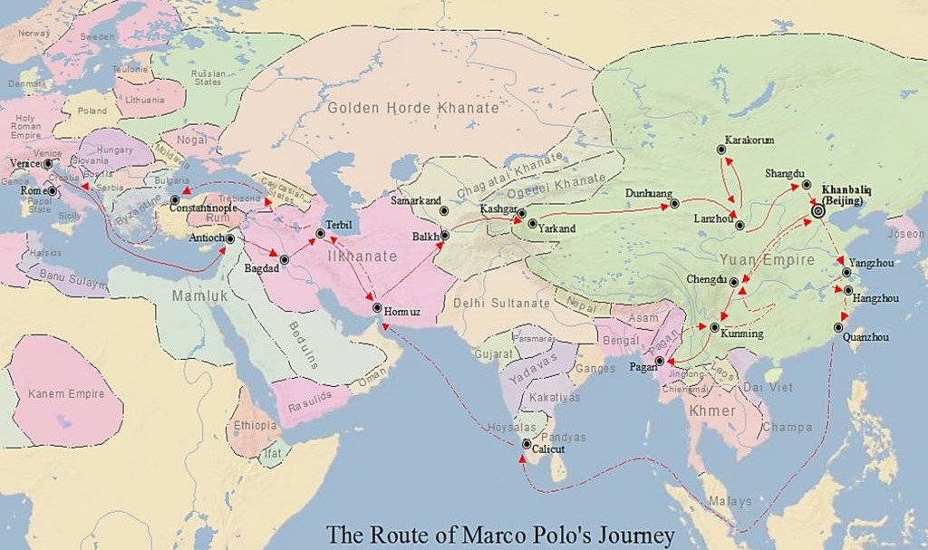 Rekonstrukcija rute putovanja Marka Pola.